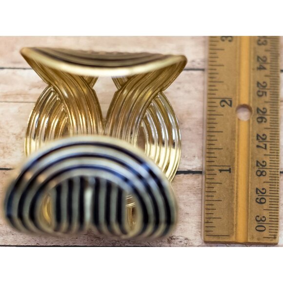 7 inch, Vintage Gold Tone Multi Spiral Two Tone Cuff Bracelet - XX9 - Picture 3 of 3